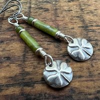 Shamrock Earrings, Connemara Marble, Irish Shamrock, Irish Celtic Jewelry, Clover Earrings, Sterling Silver, Silver and Green, Anniversary