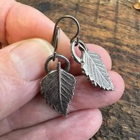 Sterling Silver, Birch Leaf Earrings, Birch Leaves, Sacred Trees, Irish Celtic Jewelry, Hypoallergenic, Niobium Ear Wires, Tiny Leaf