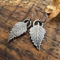 Sterling Silver, Birch Leaf Earrings, Birch Leaves, Sacred Trees, Irish Celtic Jewelry, Hypoallergenic, Niobium Ear Wires, Tiny Leaf
