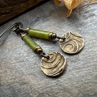 Shamrock Bronze Earrings, Irish Clovers, Connemara Marble, Irish Shamrock, Irish Celtic Jewelry, St Patrick's Day, Bronze Anniversary