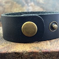 Celtic Knots, Bronze & Leather Cuff Bracelet, Irish Celtic, Unisex Jewelry, Black Leather Adjustable Cuff, Size 6.75-8, Earthy Rustic