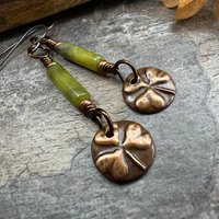 Shamrock Copper Earrings, Irish Clovers, Connemara Marble, Irish Shamrock, Irish Celtic Jewelry, St Patrick's Day, Copper 7th Anniversary