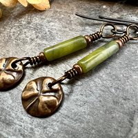Shamrock Copper Earrings, Irish Clovers, Connemara Marble, Irish Shamrock, Irish Celtic Jewelry, St Patrick's Day, Copper 7th Anniversary