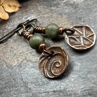 Shamrock Copper Earrings, Irish Clovers, Connemara Marble, Irish Shamrock, Irish Celtic Jewelry, St Patrick's Day, Copper 7th Anniversary