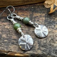 Shamrock Earrings, Connemara Marble, Irish Shamrock, Irish Celtic Jewelry, Clover Earrings, Sterling Silver, Silver and Green, Anniversary