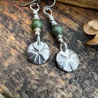 Shamrock Earrings, Connemara Marble, Irish Shamrock, Irish Celtic Jewelry, Clover Earrings, Sterling Silver, Silver and Green, Anniversary