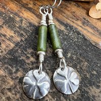 Shamrock Earrings, Connemara Marble, Irish Shamrock, Irish Celtic Jewelry, Clover Earrings, Sterling Silver, Silver and Green, Anniversary