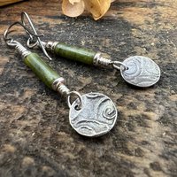 Shamrock Earrings, Connemara Marble, Irish Shamrock, Irish Celtic Jewelry, Clover Earrings, Sterling Silver, Silver and Green, Anniversary
