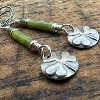 Shamrock Earrings, Connemara Marble, Irish Shamrock, Irish Celtic Jewelry, Clover Earrings, Sterling Silver, Silver and Green, Anniversary
