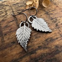 Sterling Silver, Birch Leaf Earrings, Birch Leaves, Sacred Trees, Irish Celtic Jewelry, Hypoallergenic, Niobium Ear Wires, Tiny Leaf