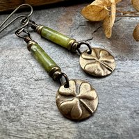 Shamrock Bronze Earrings, Irish Clovers, Connemara Marble, Irish Shamrock, Irish Celtic Jewelry, St Patrick's Day, Bronze Anniversary