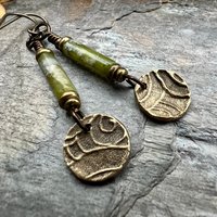 Shamrock Bronze Earrings, Irish Clovers, Connemara Marble, Irish Shamrock, Irish Celtic Jewelry, St Patrick's Day, Bronze Anniversary