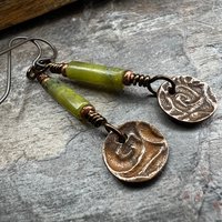 Shamrock Copper Earrings, Irish Clovers, Connemara Marble, Irish Shamrock, Irish Celtic Jewelry, St Patrick's Day, Copper 7th Anniversary