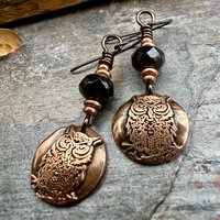 Copper Owl Earrings, Irish Celtic Jewelry, Pagan Jewelry, Copper Owl Jewelry, Witch Earrings, 7th Anniversary, Bird Lover Gifts, Earthy Gift