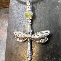 Dragonfly, Sterling Silver Charm, Czech Glass, Silver Dragonfly Necklace, Leather & Vegan Cords, Stainless Steel Chain, Earthy Nature Gifts