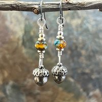 Acorn Sterling Silver Earrings, Hypoallergenic, Niobium Ear Wires, Czech Glass, Oak Tree Jewelry, Tiny Acorns, Druid, Earthy Woodland Gifts