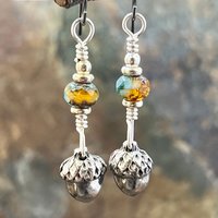 Acorn Sterling Silver Earrings, Hypoallergenic, Niobium Ear Wires, Czech Glass, Oak Tree Jewelry, Tiny Acorns, Druid, Earthy Woodland Gifts