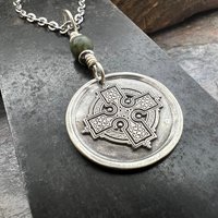 Celtic Cross, Sterling Silver Charm, Connemara Marble, Irish Celtic, Leather & Vegan Cords, Stainless Steel Chain, Silver Cross Necklace