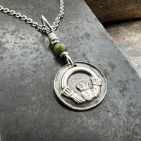 Claddagh, Sterling Silver, Wax Seal Charm, Connemara Marble, Irish Celtic Jewelry, Leather & Vegan Cords, Love, Friendship, Loyalty, Ireland