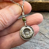 Claddagh, Sterling Silver, Wax Seal Charm, Connemara Marble, Irish Celtic Jewelry, Leather & Vegan Cords, Love, Friendship, Loyalty, Ireland