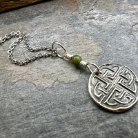 Sterling Silver, Celtic Knot Wax Seal Charm, Connemara Marble, Irish Celtic Jewelry, Pagan Art, Leather & Vegan Cords, Stainless Chains