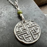 Sterling Silver, Celtic Knot Wax Seal Charm, Connemara Marble, Irish Celtic Jewelry, Pagan Art, Leather & Vegan Cords, Stainless Chains