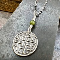 Sterling Silver, Celtic Knot Wax Seal Charm, Connemara Marble, Irish Celtic Jewelry, Pagan Art, Leather & Vegan Cords, Stainless Chains