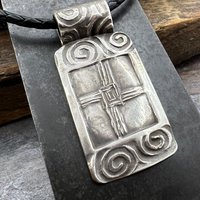 St. Brigid’s Cross, Sterling Silver Cross Necklace, Irish Celtic Jewelry, Pagan Celtic Witch, Celtic Spirals, Handmade Art Jewelry