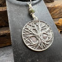 Celtic Tree of Life Pendant, Sterling Silver, Connemara Marble, Sacred Celtic Trees, Irish Celtic Spirals, Druid Dryad, Crann Bethadh, Witch
