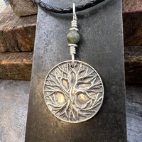 Celtic Tree of Life Pendant, Sterling Silver, Connemara Marble, Sacred Celtic Trees, Irish Celtic Spirals, Druid Dryad, Crann Bethadh, Witch