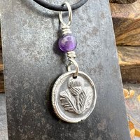 Thistle of Scotland, Sterling Silver, Wax Seal Charm, Scottish Jewelry, Highlander, Scottish Thistle, Amethyst, Outlander Gift, Spirals