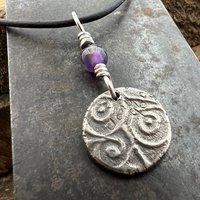 Thistle of Scotland, Sterling Silver, Wax Seal Charm, Scottish Jewelry, Highlander, Scottish Thistle, Amethyst, Outlander Gift, Spirals