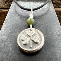 Sterling Silver Shamrock, Clover Charm, Wax Seal Charm, Connemara Marble, Irish Celtic Jewelry, Irish Clover, Trinity, Handmade Jewelry