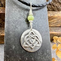 Celtic Heart Knot, Sterling Silver, Wax Seal Charm, Connemara Marble, Irish Celtic Jewelry, Pagan Art, Leather & Vegan Cords, Soul Harbor