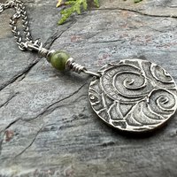Sterling Silver Triskele Pendant, Triskelion Triple Spiral, Connemara Marble, Irish Celtic Jewelry, Pagan Art, Leather & Vegan Cords, Chains