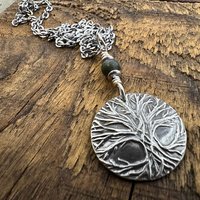 Celtic Tree of Life, Sterling Silver Charm, Connemara Marble, Irish Celtic Jewelry, Domed Sun Necklace, Leather & Vegan Cords, Handmade Art