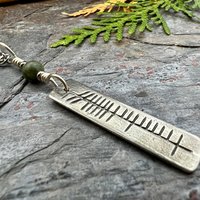 Análaigh Ogham Necklace, Breathe Bar Charm, Sterling Silver, Connemara Marble, Irish Celtic Jewelry, Hand Carved, Art Jewelry, Faith Jewelry