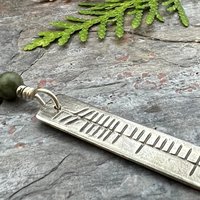 Análaigh Ogham Necklace, Breathe Bar Charm, Sterling Silver, Connemara Marble, Irish Celtic Jewelry, Hand Carved, Art Jewelry, Faith Jewelry