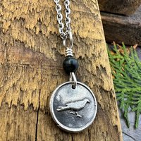 Raven Charm, Sterling Silver, Kilkenny Black Marble, Irish Celtic Jewelry, Wax Seal Charm, Leather & Vegan Cords, Stainless Chains, Handmade