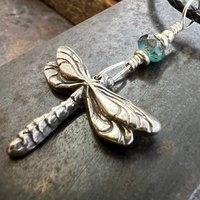 Dragonfly, Sterling Silver Charm, Czech Glass, Silver Dragonfly Necklace, Leather & Vegan Cords, Stainless Steel Chain, Earthy Nature Gifts