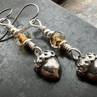 Acorn Sterling Silver Earrings, Hypoallergenic, Niobium Ear Wires, Czech Glass, Oak Tree Jewelry, Tiny Acorns, Druid, Earthy Woodland Gifts