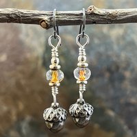 Acorn Sterling Silver Earrings, Hypoallergenic, Niobium Ear Wires, Czech Glass, Oak Tree Jewelry, Tiny Acorns, Druid, Earthy Woodland Gifts