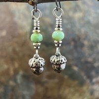 Acorn Sterling Silver Earrings, Hypoallergenic, Niobium Ear Wires, Czech Glass, Oak Tree Jewelry, Tiny Acorns, Druid, Earthy Woodland Gifts