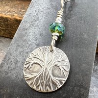 Tree of Life, Sterling Silver Charm, Czech Glass, Silver Tree Necklace, Leather & Vegan Cords, Stainless Steel Chain, Earthy Nature Gifts