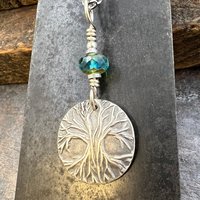 Tree of Life, Sterling Silver Charm, Czech Glass, Silver Tree Necklace, Leather & Vegan Cords, Stainless Steel Chain, Earthy Nature Gifts