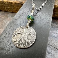 Tree of Life, Sterling Silver Charm, Czech Glass, Silver Tree Necklace, Leather & Vegan Cords, Stainless Steel Chain, Earthy Nature Gifts