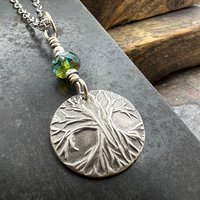 Tree of Life, Sterling Silver Charm, Czech Glass, Silver Tree Necklace, Leather & Vegan Cords, Stainless Steel Chain, Earthy Nature Gifts