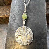 Tree of Life, Sterling Silver Charm, Connemara Marble, Silver Tree Necklace, Leather & Vegan Cords, Stainless Steel Chain, Earthy Nature