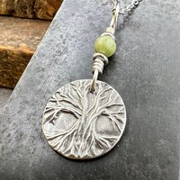 Tree of Life, Sterling Silver Charm, Connemara Marble, Silver Tree Necklace, Leather & Vegan Cords, Stainless Steel Chain, Earthy Nature