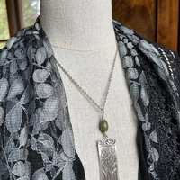Two Trees Pendant, Sterling Silver, Connemara Marble, Long Skinny Tree Necklace, Intertwined Trees, Irish Celtic Spirals, Tree Branches